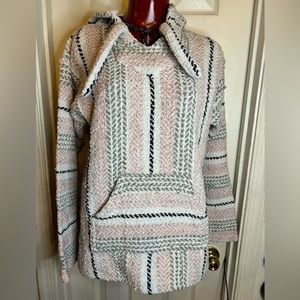 Earth Ragz Mens Baja Rug Hoodie Sweatshirt Pullover Size S SMALL -Mexico Made